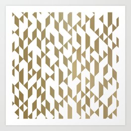 Abstract Geometric Pattern White and Gold Art Print