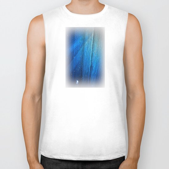 Raindrop on Blue Web Biker Tank