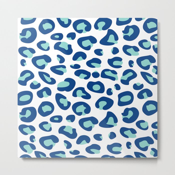 Blue Leopard Print Metal Print