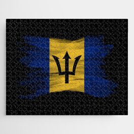 Barbados flag brush stroke, national flag Jigsaw Puzzle