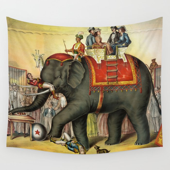 Circus elephant Wall Tapestry