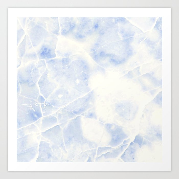 Blue and White Marble Waves Art Print