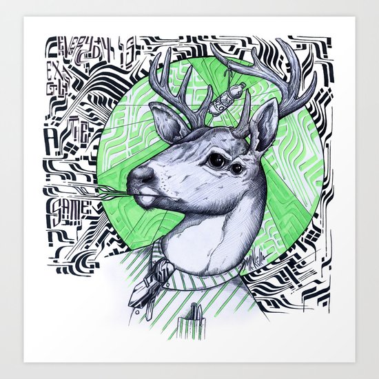 Deer in Dress Code Art Print
