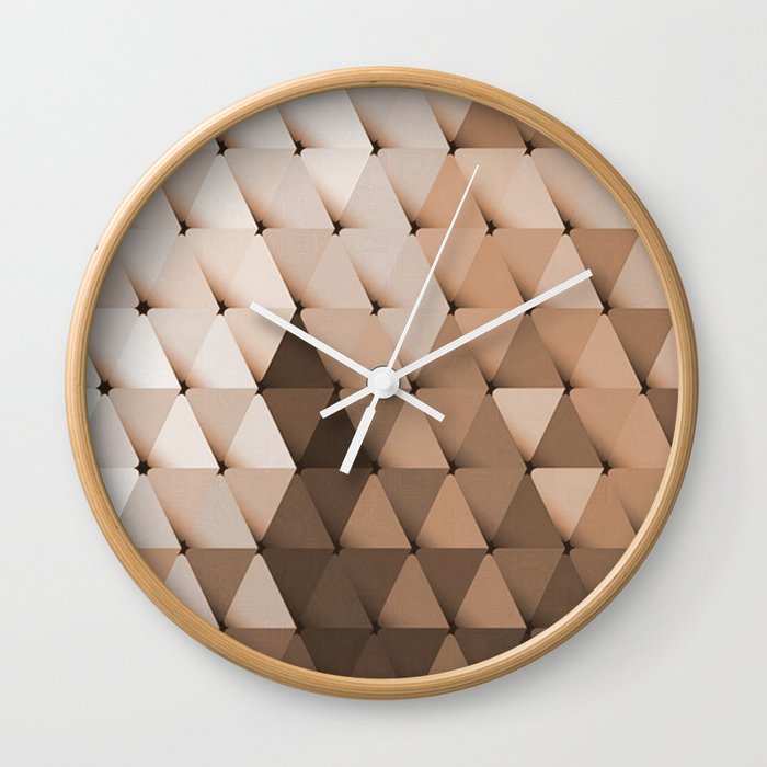 Triangles Beige Tan Peach Brown Wall Clock