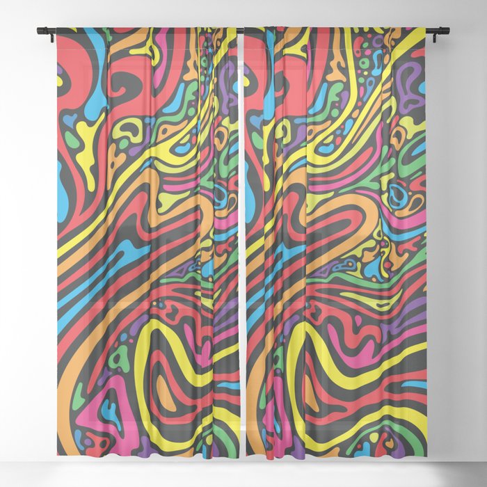 Psychedelic abstract art. Digital Illustration background. Sheer Curtain