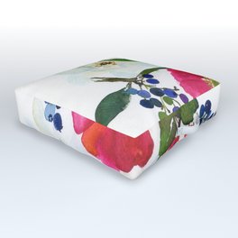 white and red wild roses Outdoor Floor Cushion