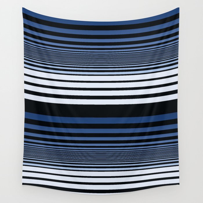 Blue and White Thick Thin Stripes Wall Tapestry