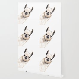 Sneaky Llama White Wallpaper