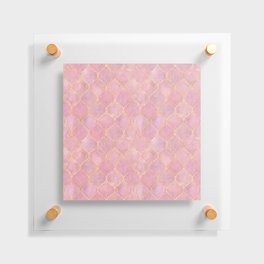 Golden Blush Pink Moroccan Quatrefoil Pattern II Floating Acrylic Print