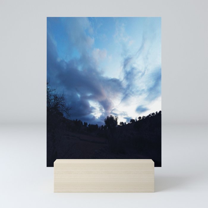 landscape sunset photo blue sky with clouds - Sunset / sunrise with clouds, light rays and other atmospheric Art Print Mini Art Print