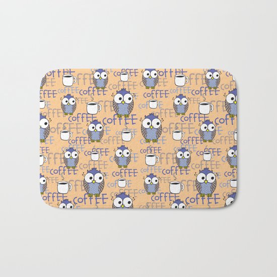 Owl orange pattern Bath Mat