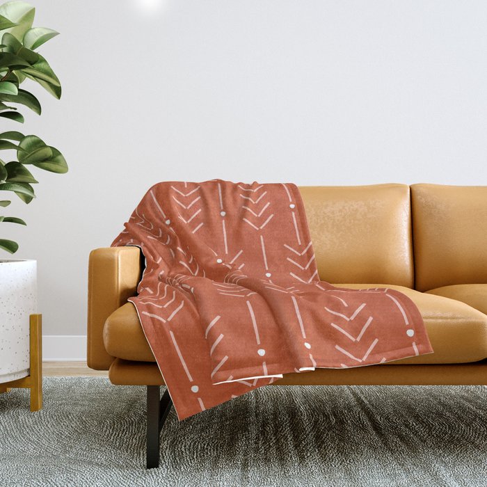 Arrow Lines Pattern in Terracotta Rose Gold 3 Throw Blanket