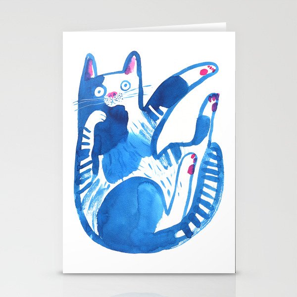 Blue cat Stationery Cards