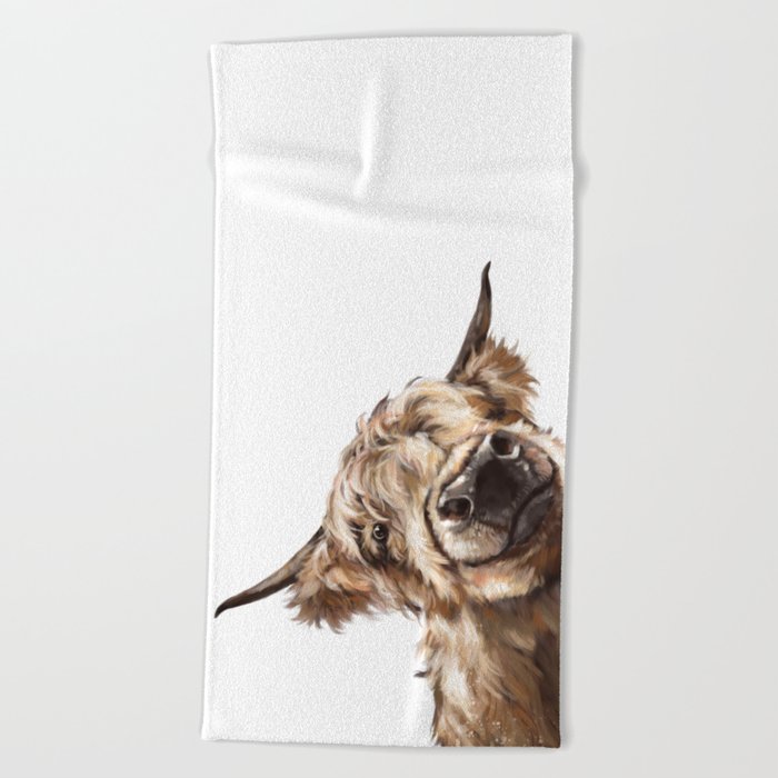 Sneaky Highland Cow Beach Towel