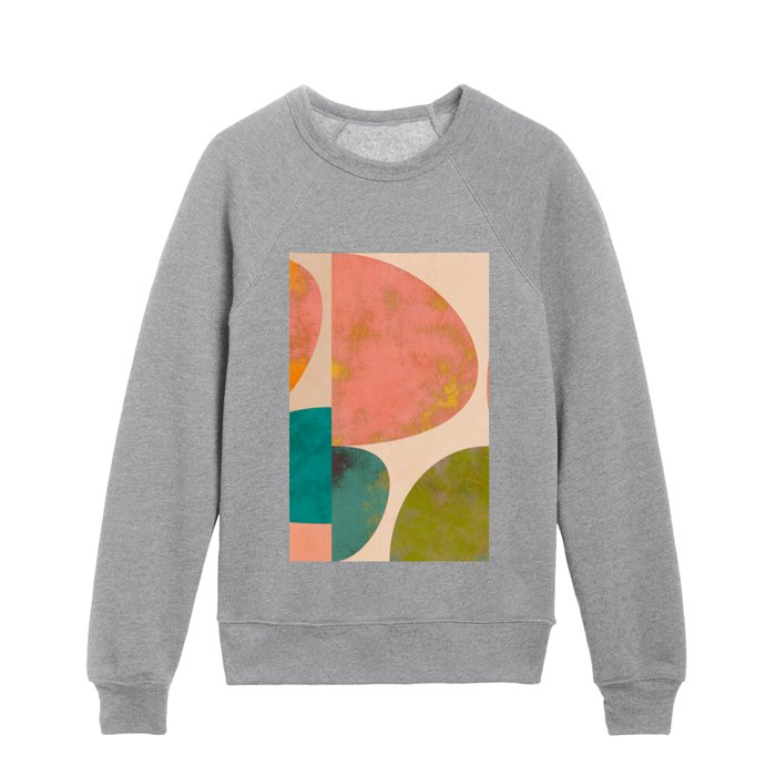 abstract painterly mid century shapes Kids Crewneck