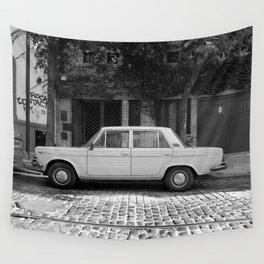 Car Buenos Aires Black and White Wall Tapestry