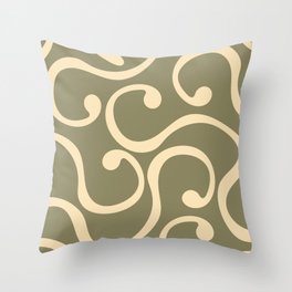  Reto Abstract Curvy Lines Pattern - Light Green Throw Pillow