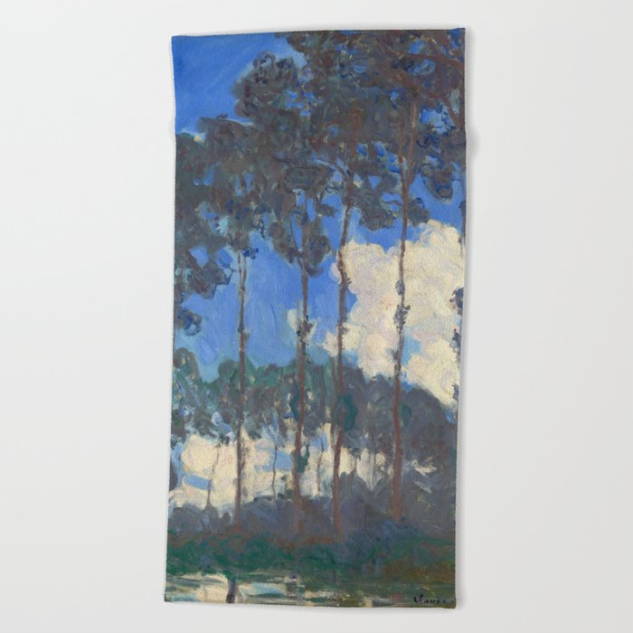 Poplars on the River Epte by Claude Monet Beach Towel