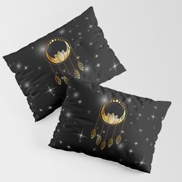 Mystic lotus dream catcher with moons and stars gold Pillow Sham