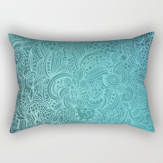 Detailed zentangle square, blue colorway Rectangular Pillow