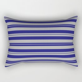 [ Thumbnail: Dark Gray & Midnight Blue Colored Pattern of Stripes Rectangular Pillow ]