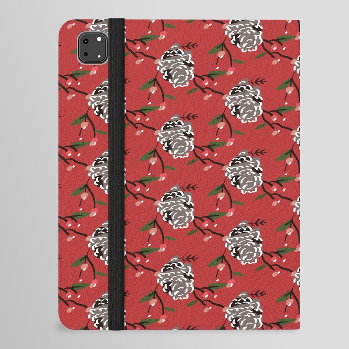 Christmas Pattern Floral Red Pine Retro iPad Folio Case