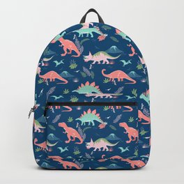 Jurassic Dinosaurs on Blue Backpack