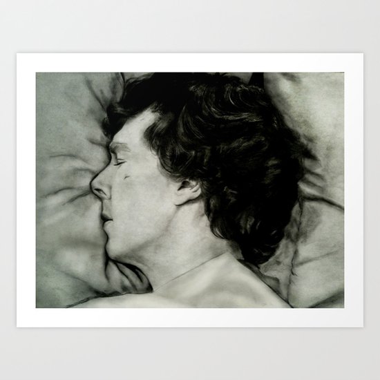 Sherlock Asleep - Pencil and Charcoal Art Print
