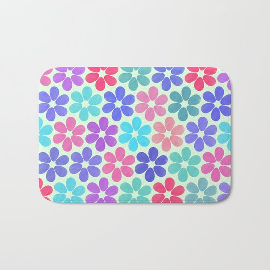 Colorful Floral Pattern Bath Mat