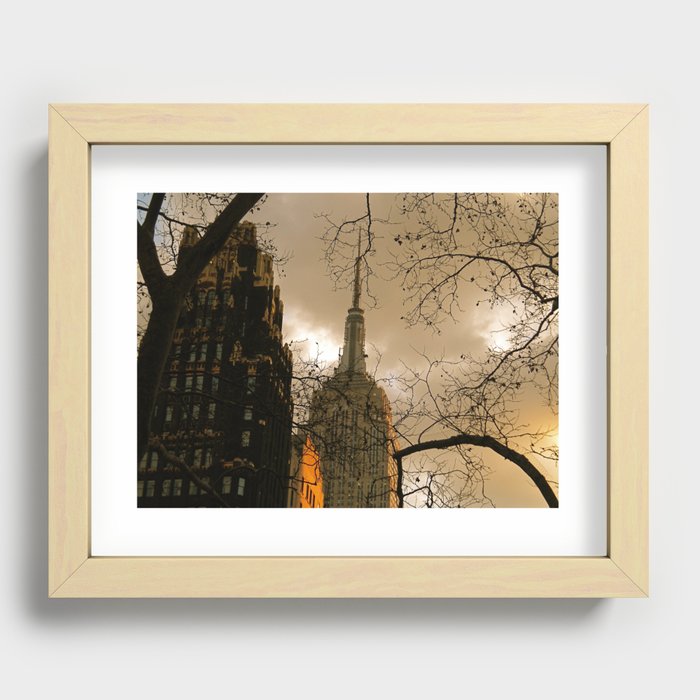 Empire State From Bryant Park Recessed Framed Print