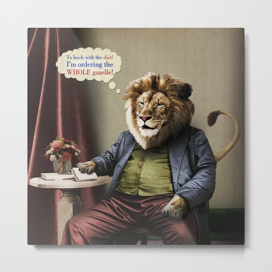 Hungry Lion Metal Print