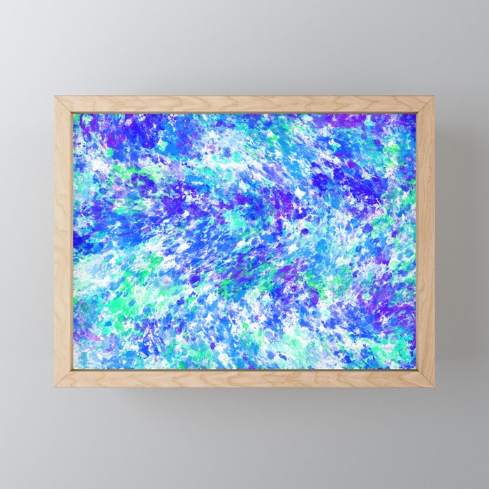 Blue Abstract Paint Texture Pattern Framed Mini Art Print