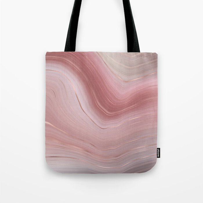 Pink Rose Gold Agate Geode Luxury Tote Bag