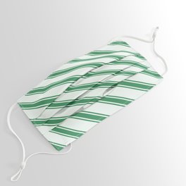 [ Thumbnail: Mint Cream & Sea Green Colored Lined/Striped Pattern Face Mask ]