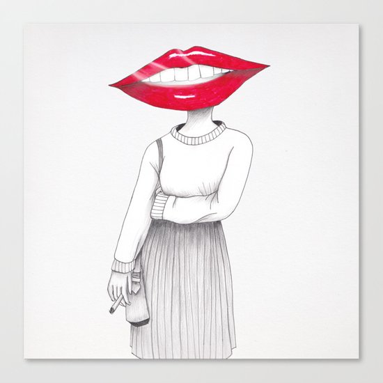 Lip Head Canvas Print