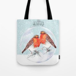Christmas Robins Snow Globe Bauble Tote Bag