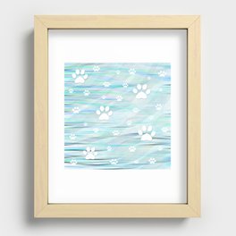 Paw Print Madness (Blue) Recessed Framed Print