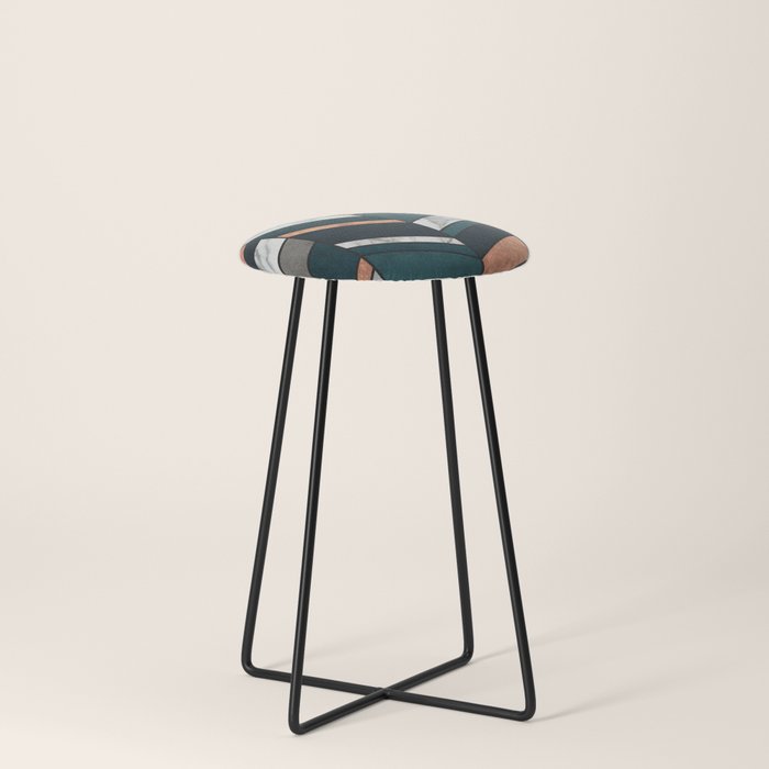 Abstract Chevron Pattern Copper Marble And Blue Concrete Counter Abstract Chevron Pattern Copper Marble And Blue Concrete Counter Stool