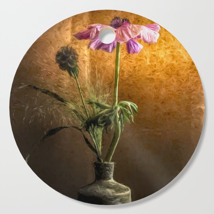 Flower In Vase Oil Painting By Brian Vegas Cutting Board By