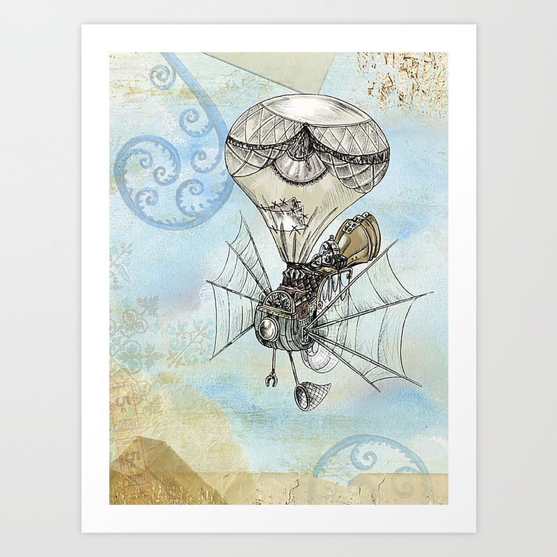 Steampunk Hot Air Balloon Art Print By Iris Goddess Society6