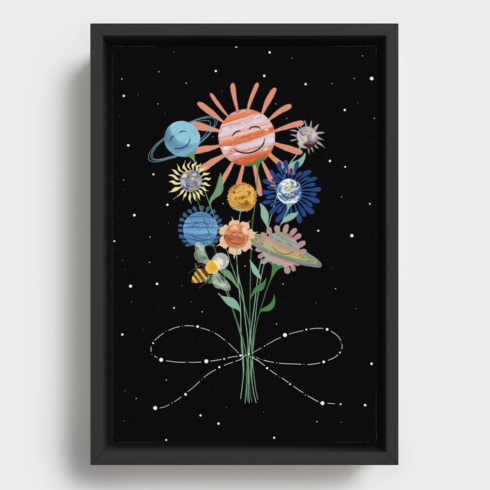 Bouquet of Planets Framed Canvas