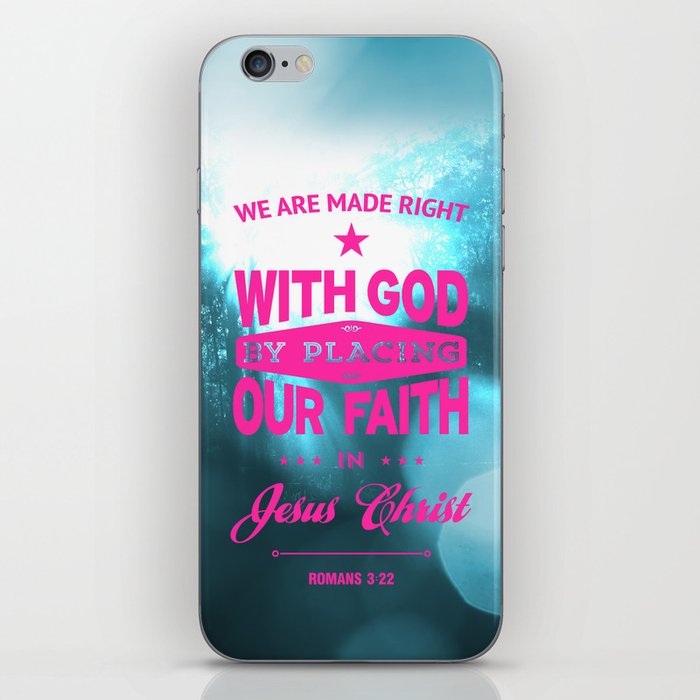Typography Motivational Christian Bible Verses Poster - Romans 3:22 iPhone Skin