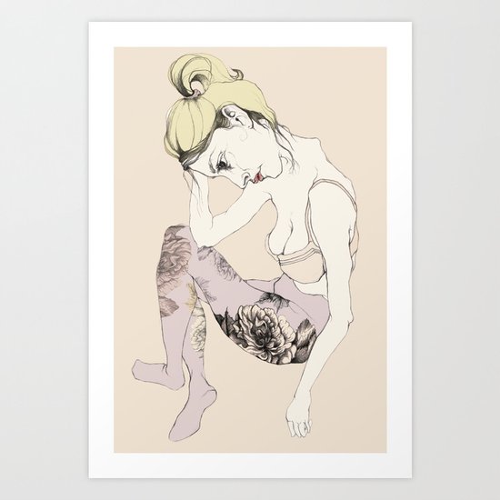 With stockings of flowers Art Print