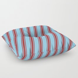 [ Thumbnail: Light Sky Blue & Brown Colored Striped/Lined Pattern Floor Pillow ]