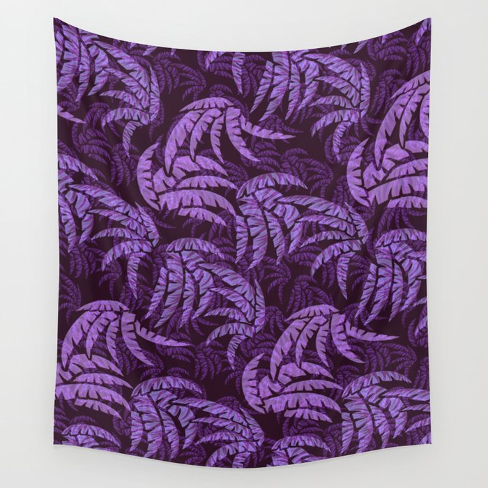 Hawaiian Purple Palm Leaves Paradise  Wall Tapestry