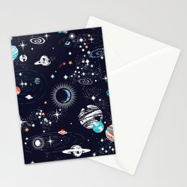 Space Galaxy Blue Orange Stationery Card
