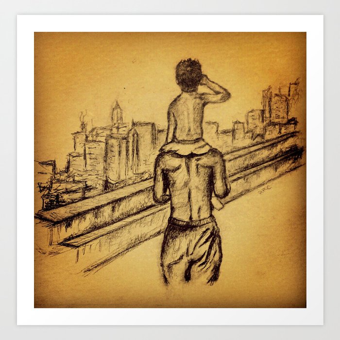 Father, Son & the City Art Print