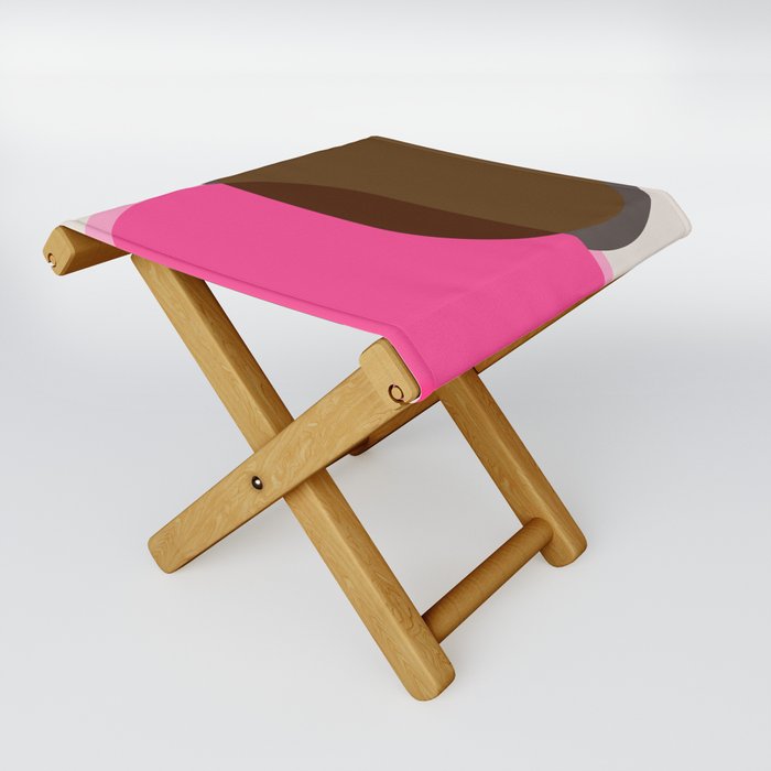 Mid-Century Modern Arches in Chocolate and Pink Folding Stool