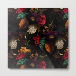 Midnight Hours Dark Vintage Flowers Garden Metal Print | Floral, Garden, Rose, Night, Antique, Vintage, Nature, Pattern, Springflowers, Flowers 