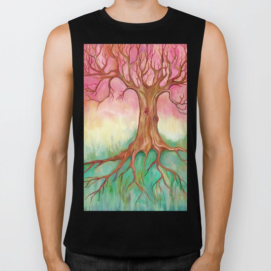 Above and Below - tree painting Biker Tank